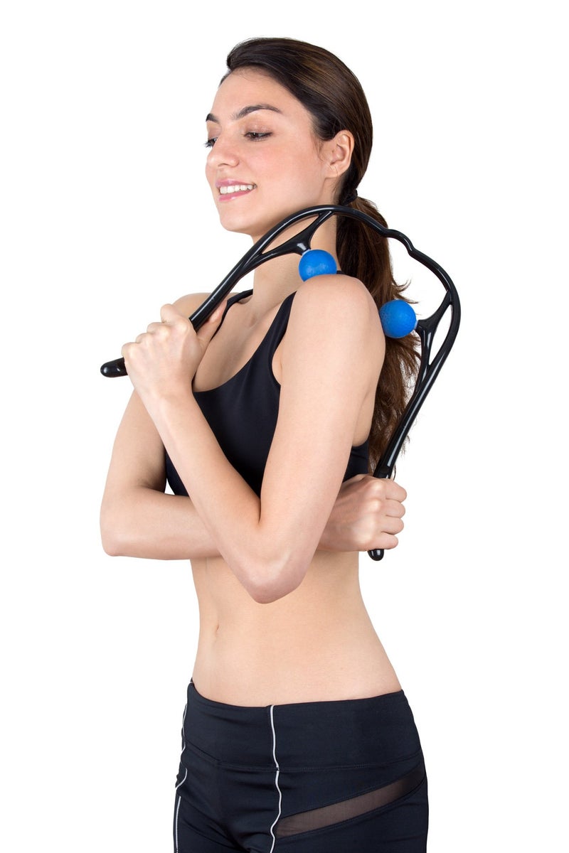 LuxFit Neck Massager, Neck and Shoulder Shiatsu Deep Tissue Trigger Point Manual Self Muscle Massage - Image 4